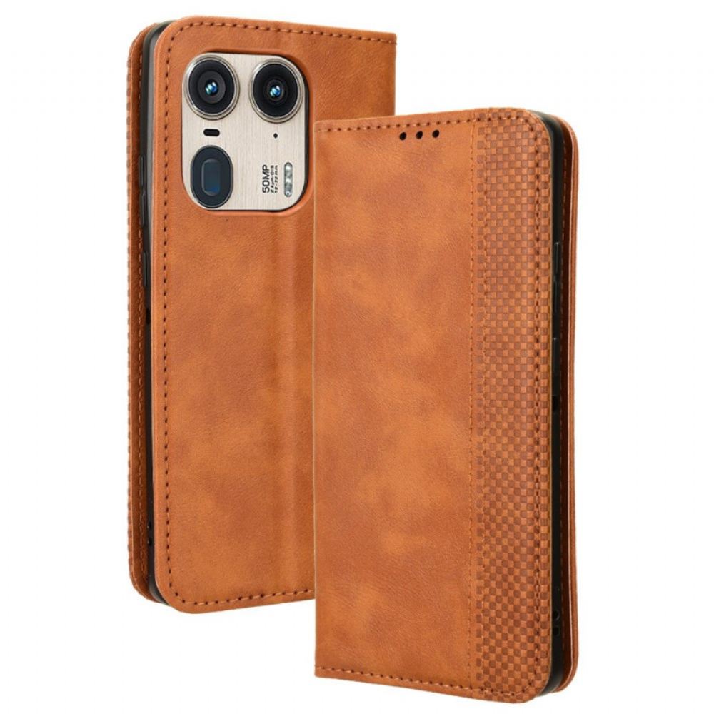 Kožené Pouzdro Folio Na Motorola Edge 50 Ultra Vintage Frieze