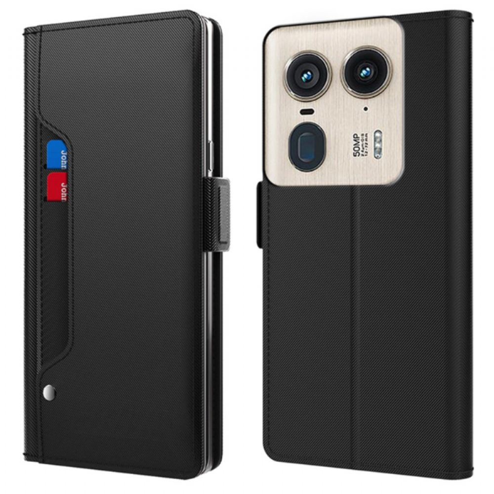 Kožený Kryt Motorola Edge 50 Ultra Držák Karty A Zrcadlo