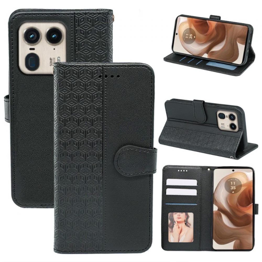 Kožený Kryt Motorola Edge 50 Ultra Kubický Vlys