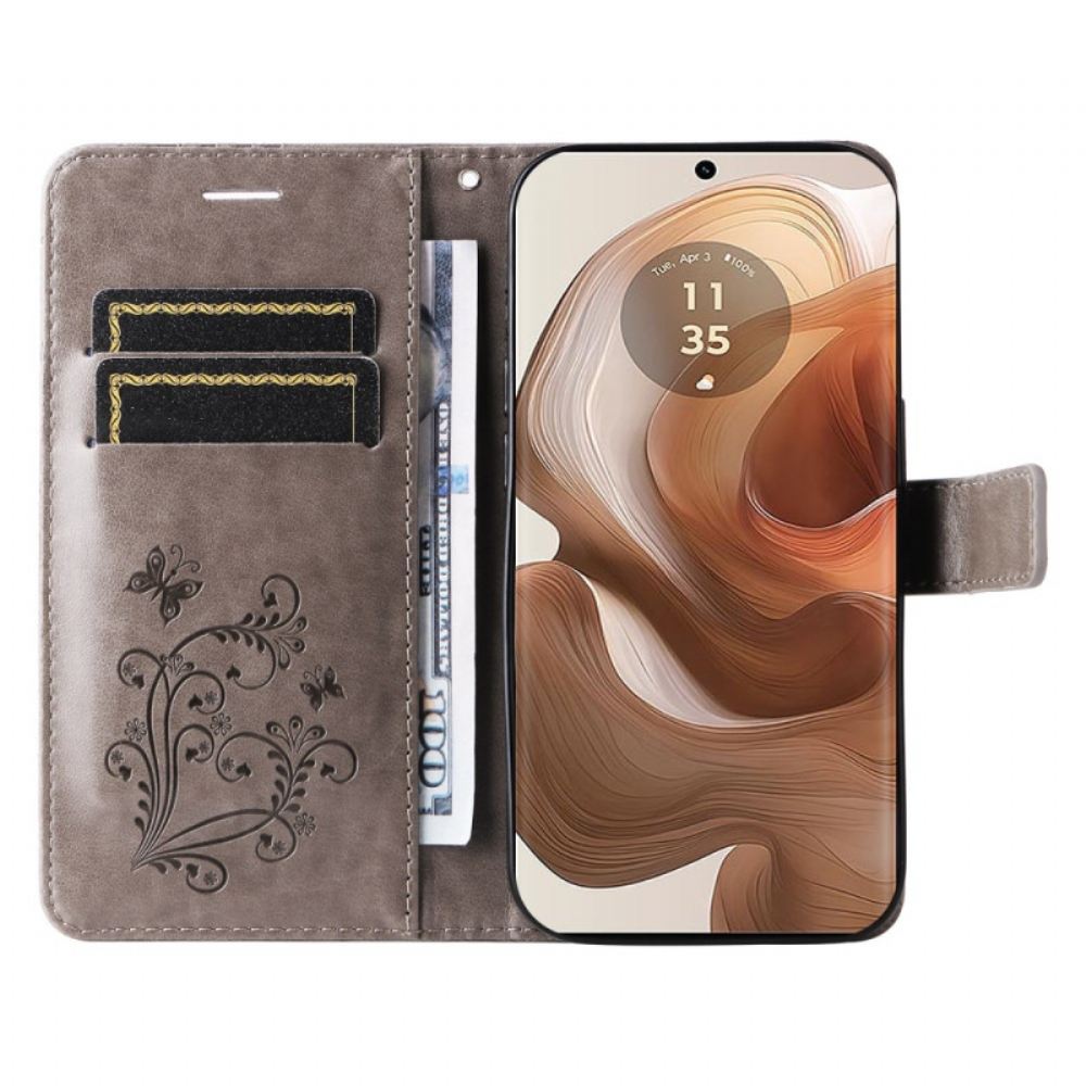 Kožený Kryt Motorola Edge 50 Ultra Obří Motýli