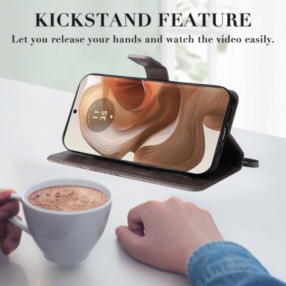Kožený Kryt Motorola Edge 50 Ultra Obří Motýli