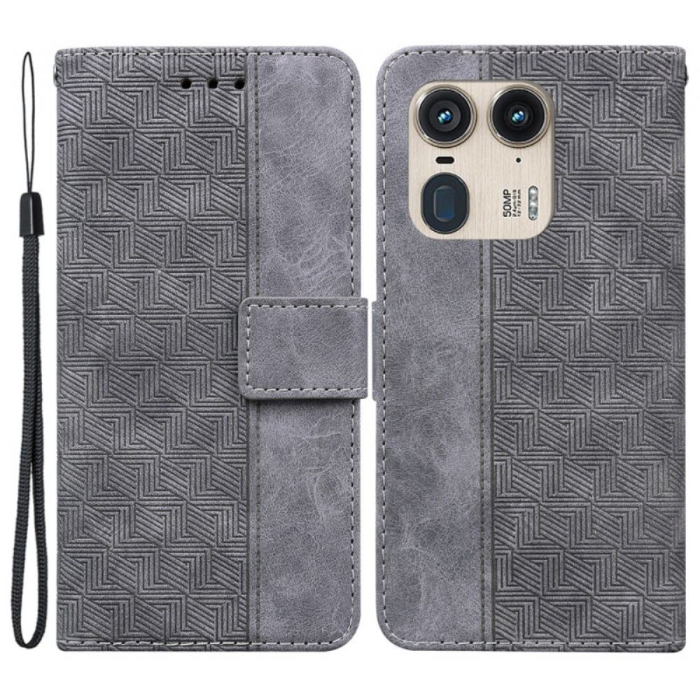 Kožený Kryt Motorola Edge 50 Ultra Páskový Tkaný Vzor