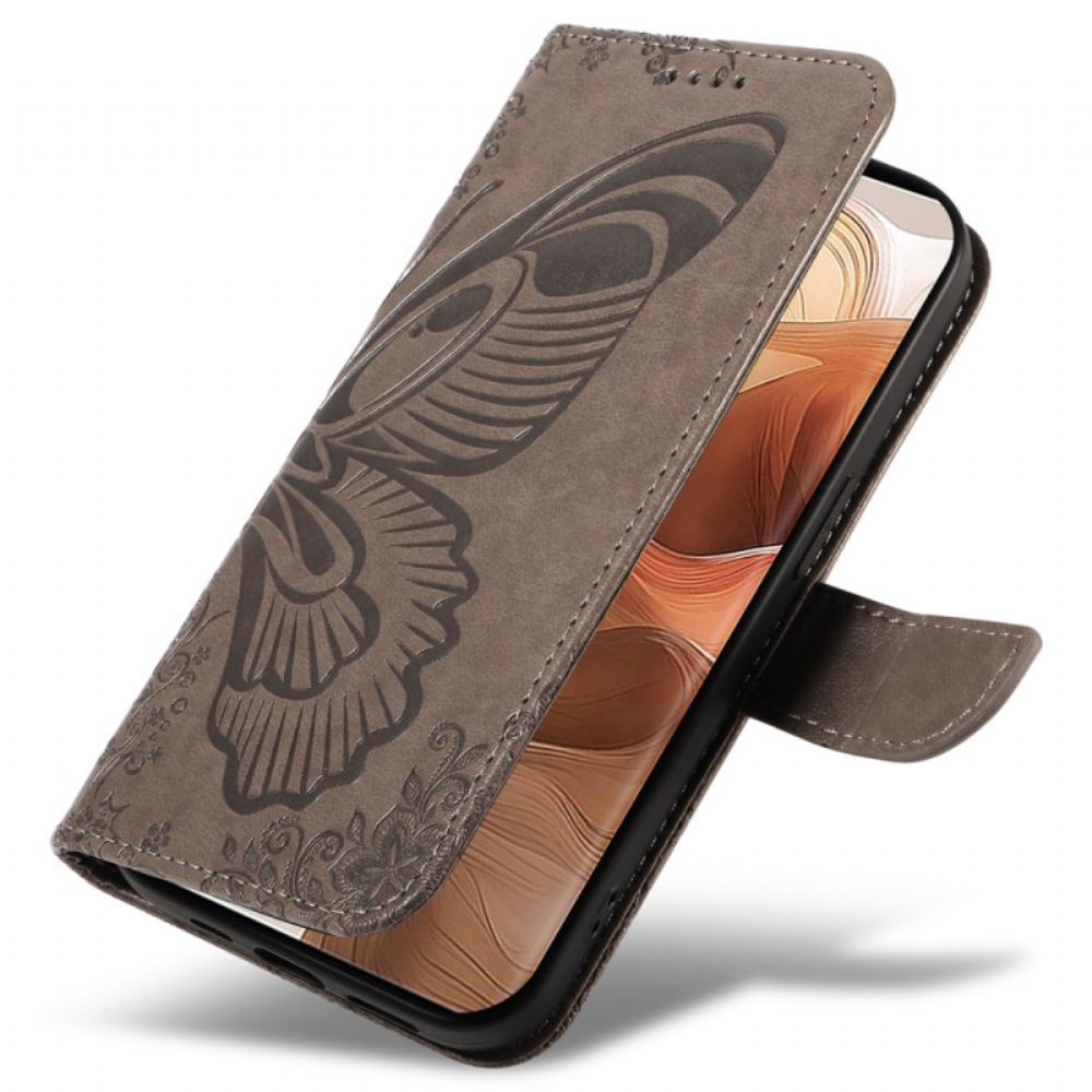 Kožený Kryt Motorola Edge 50 Ultra Tisk Motýlů