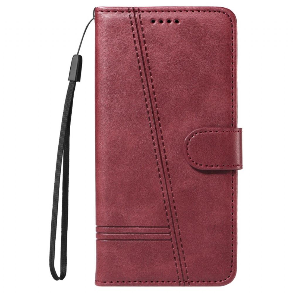 Kožený Kryt Motorola Edge 50 Ultra Řádky