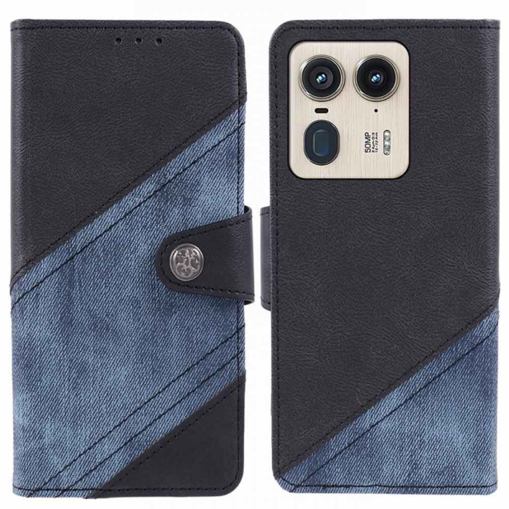 Kožený Kryt Na Motorola Edge 50 Ultra Dvoubarevné Retro