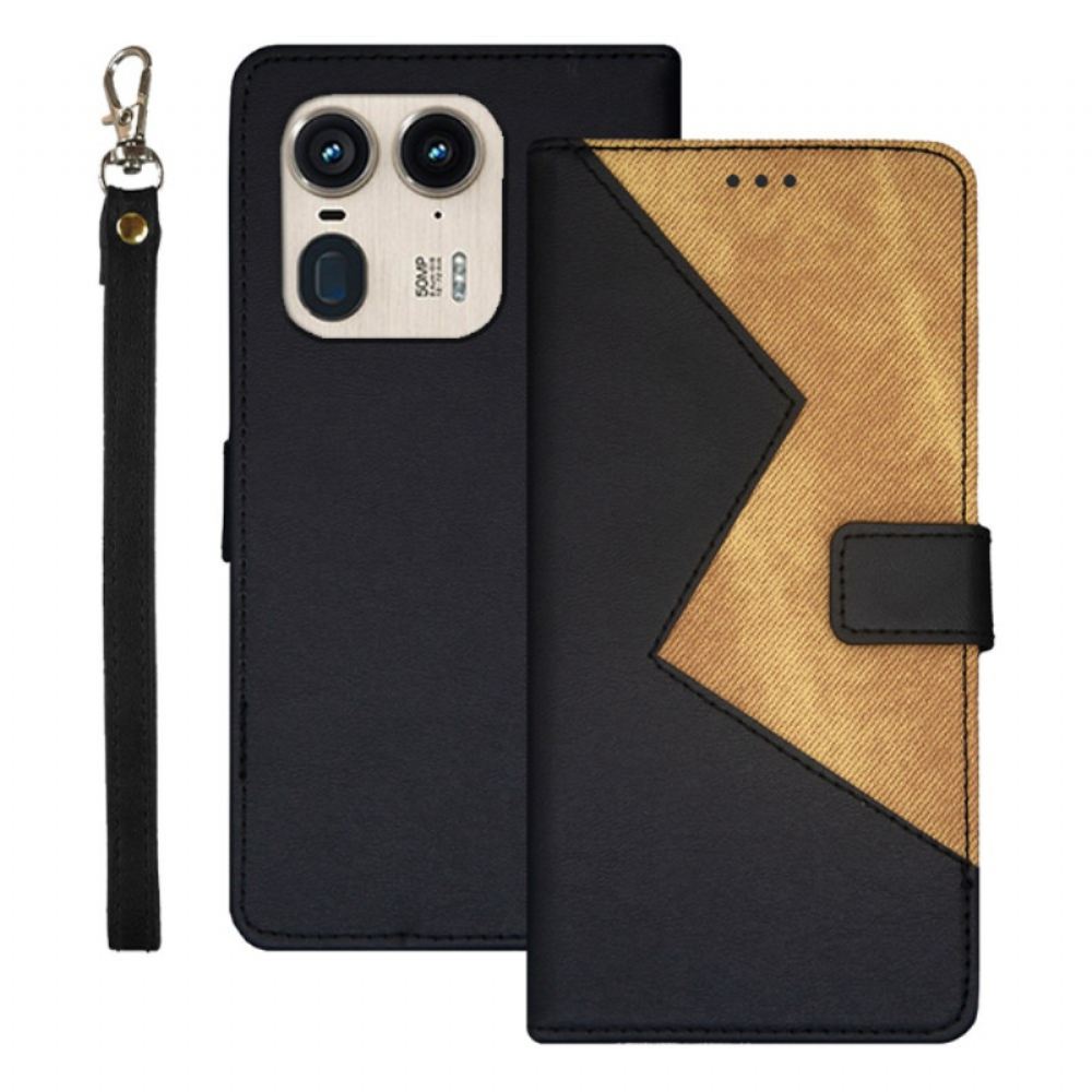 Kožený Kryt Na Motorola Edge 50 Ultra Dvoubarevný Idewei