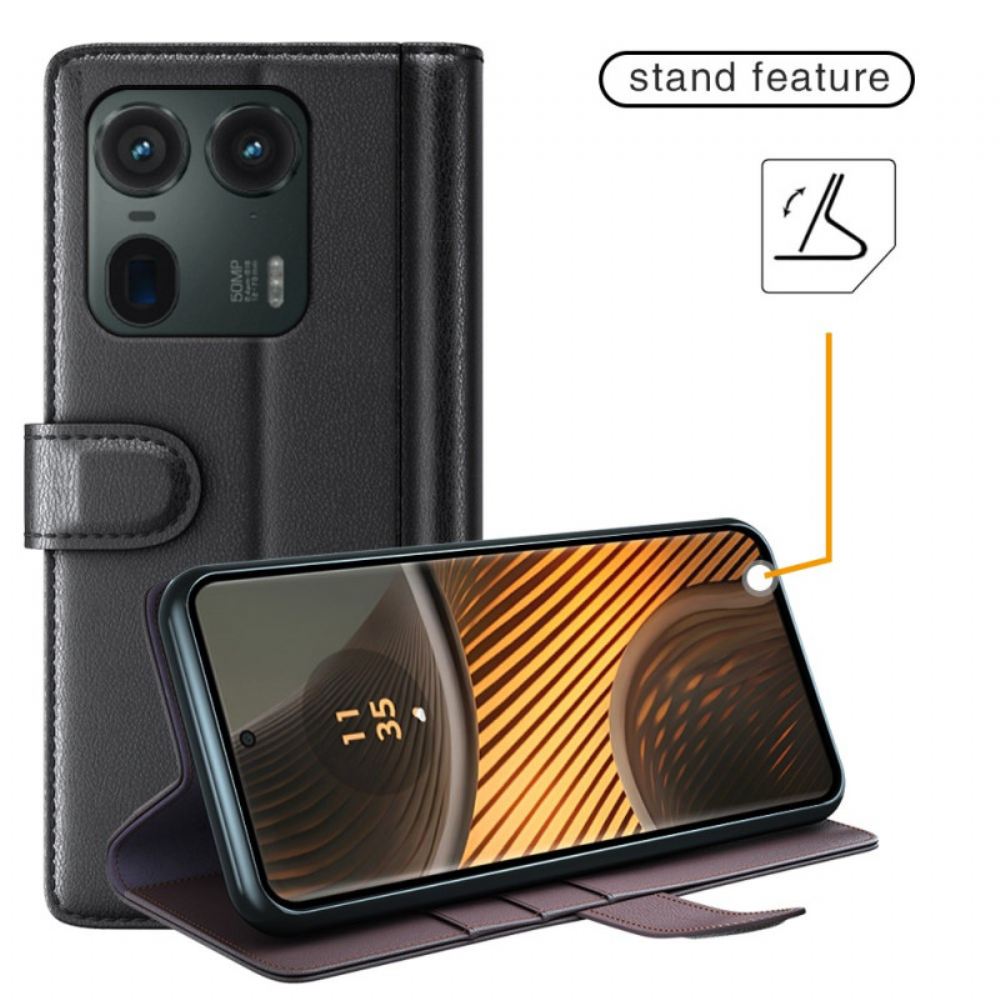 Kožený Kryt Na Motorola Edge 50 Ultra Kůže