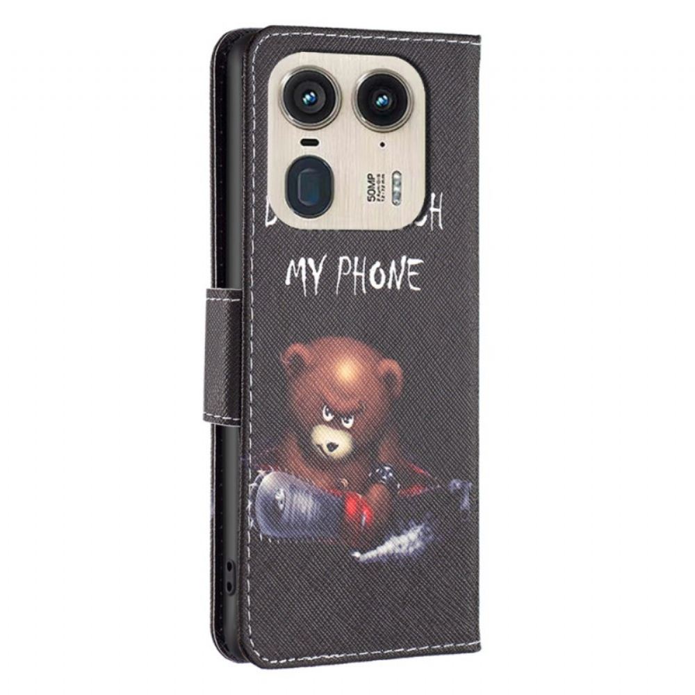 Kožený Kryt Na Motorola Edge 50 Ultra Nebezpečný Medvěd