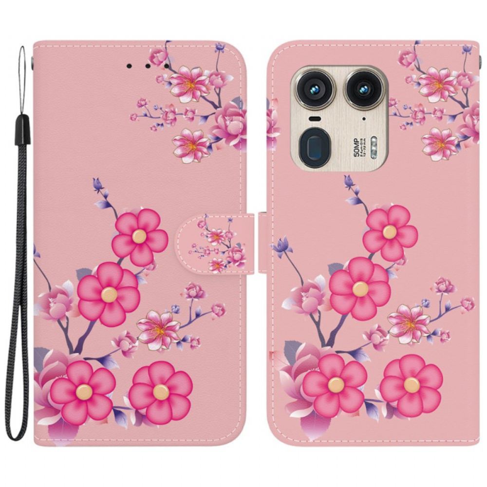 Peněženková Pouzdra Motorola Edge 50 Ultra Kryty Na Mobil Sakura S Popruhem