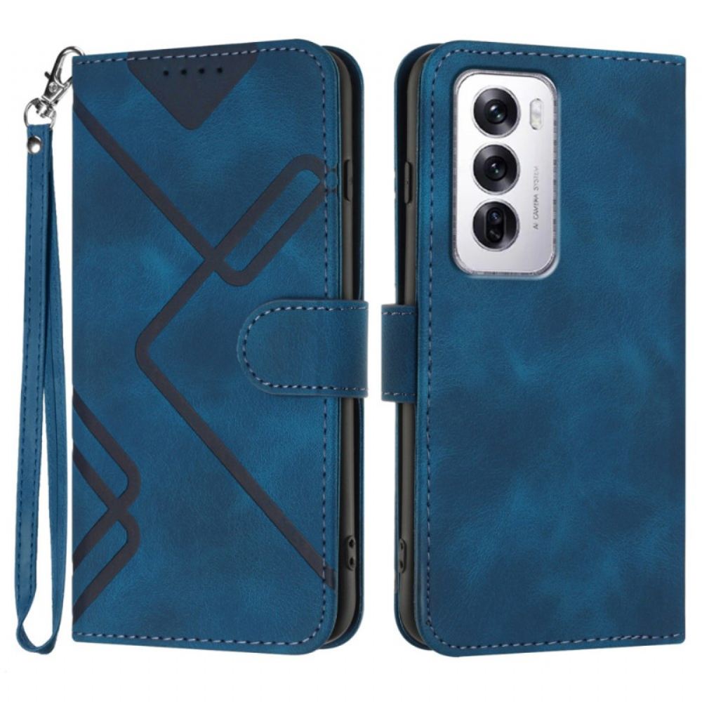 Kožený Kryt Oppo Reno 12 Pro 5g Geometrický Popruh