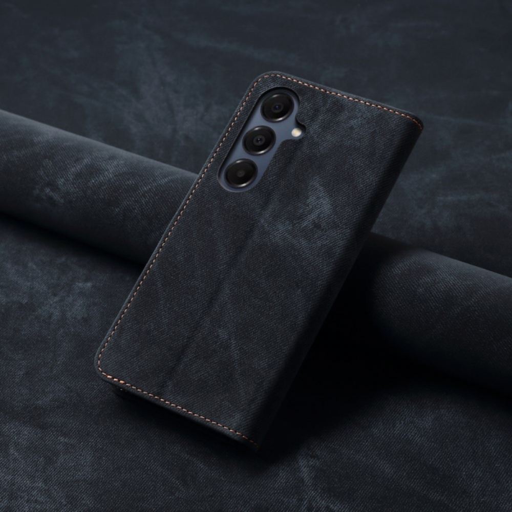 Kožené Pouzdro Folio Na Samsung Galaxy S25 Fe Džínovina
