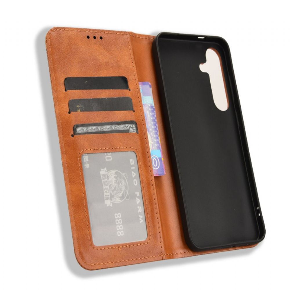 Kožené Pouzdro Folio Samsung Galaxy S25 Fe Vintage Okraj