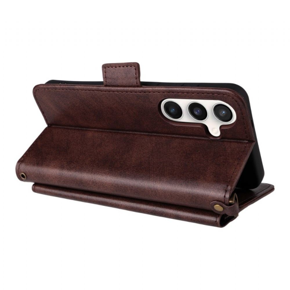 Kožený Kryt Na Samsung Galaxy S25 Fe Multifunkční Peněženka