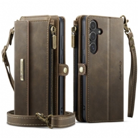 Kožený Kryt Na Samsung Galaxy S25 Fe Peněženka Caseme