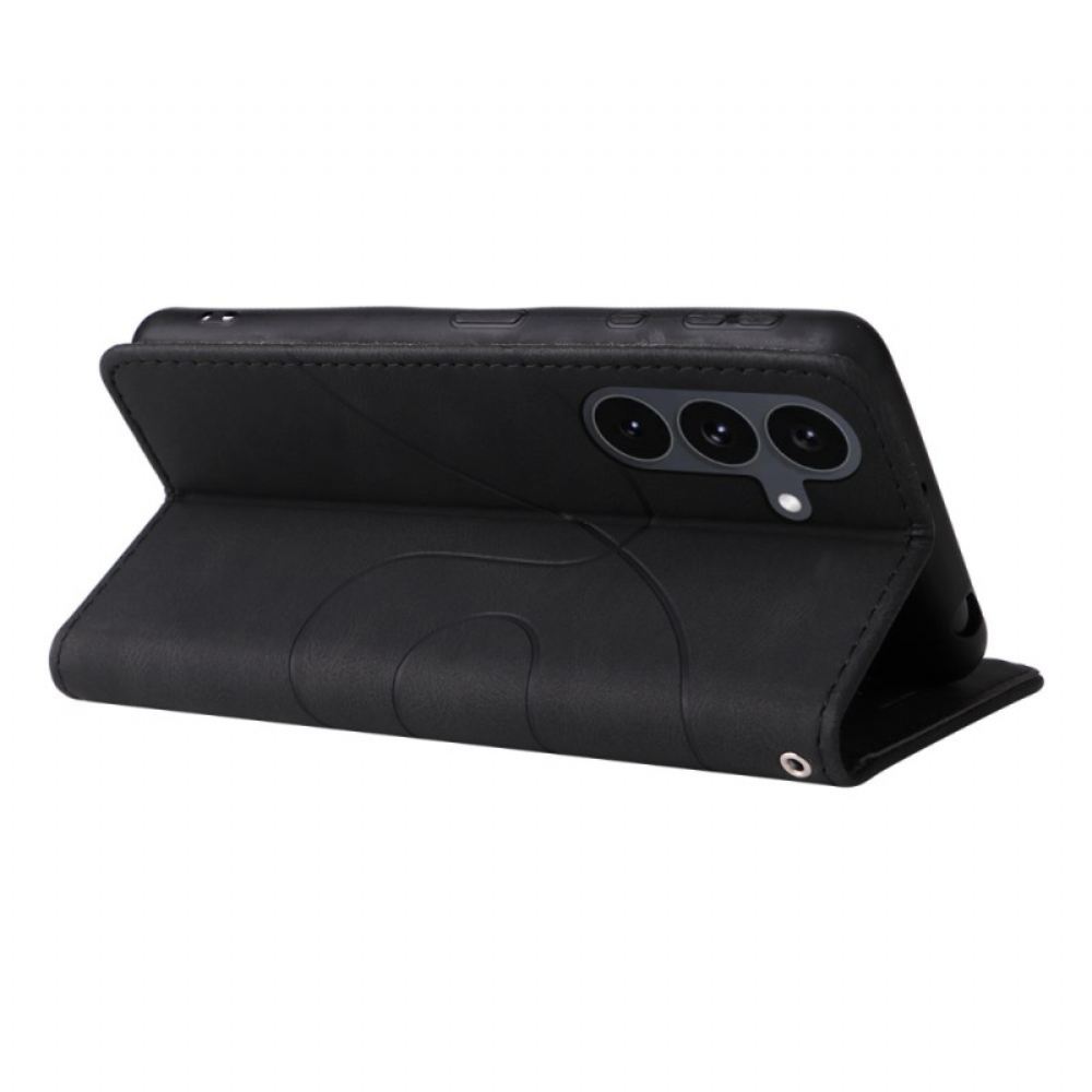 Kožený Kryt Samsung Galaxy S25 Fe Dvoubarevné Vlnění