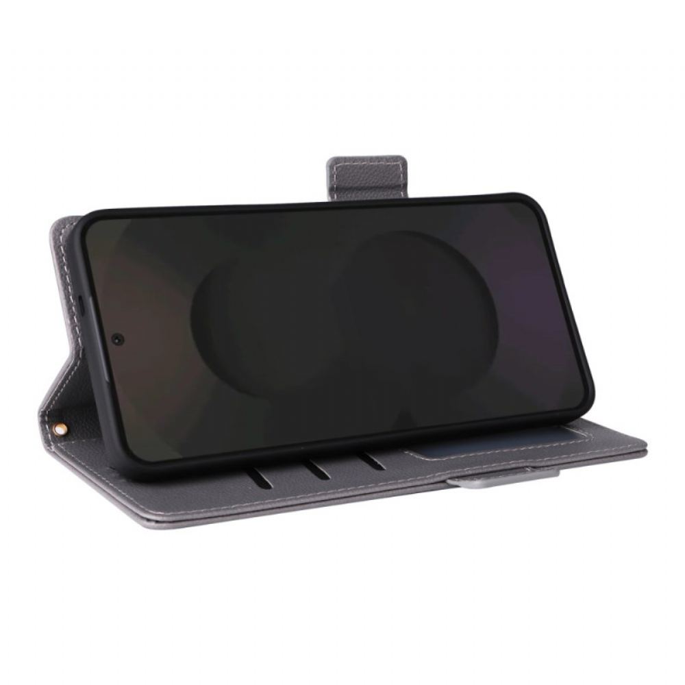 Kožený Kryt Samsung Galaxy S25 Fe Klasická Peněženka S Páskem