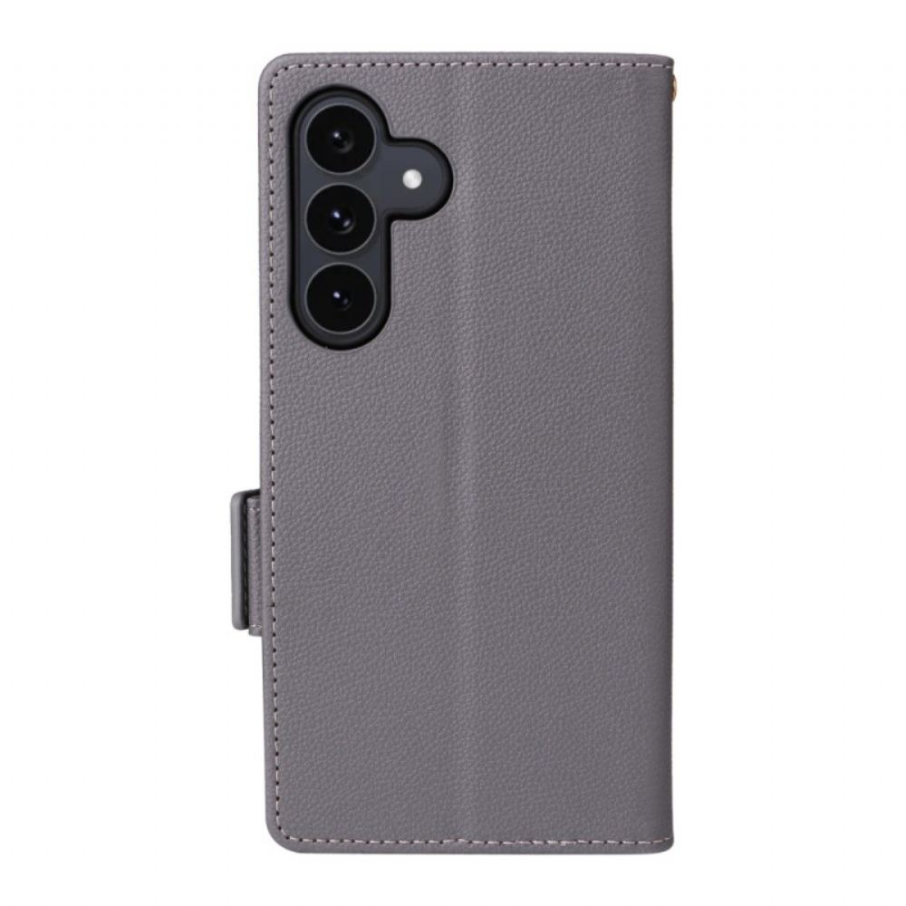 Kožený Kryt Samsung Galaxy S25 Fe Klasická Peněženka S Páskem