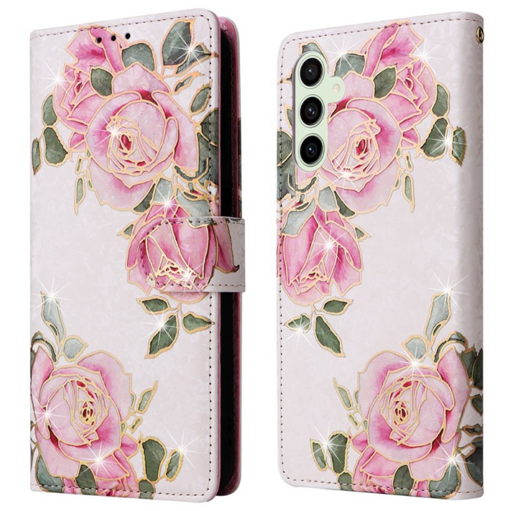 Kožený Kryt Samsung Galaxy S25 Fe Květinový Vzor