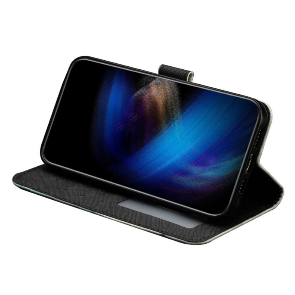 Kožený Kryt Samsung Galaxy S25 Fe Leopardí Hlava Se Šňůrkou Na Krk