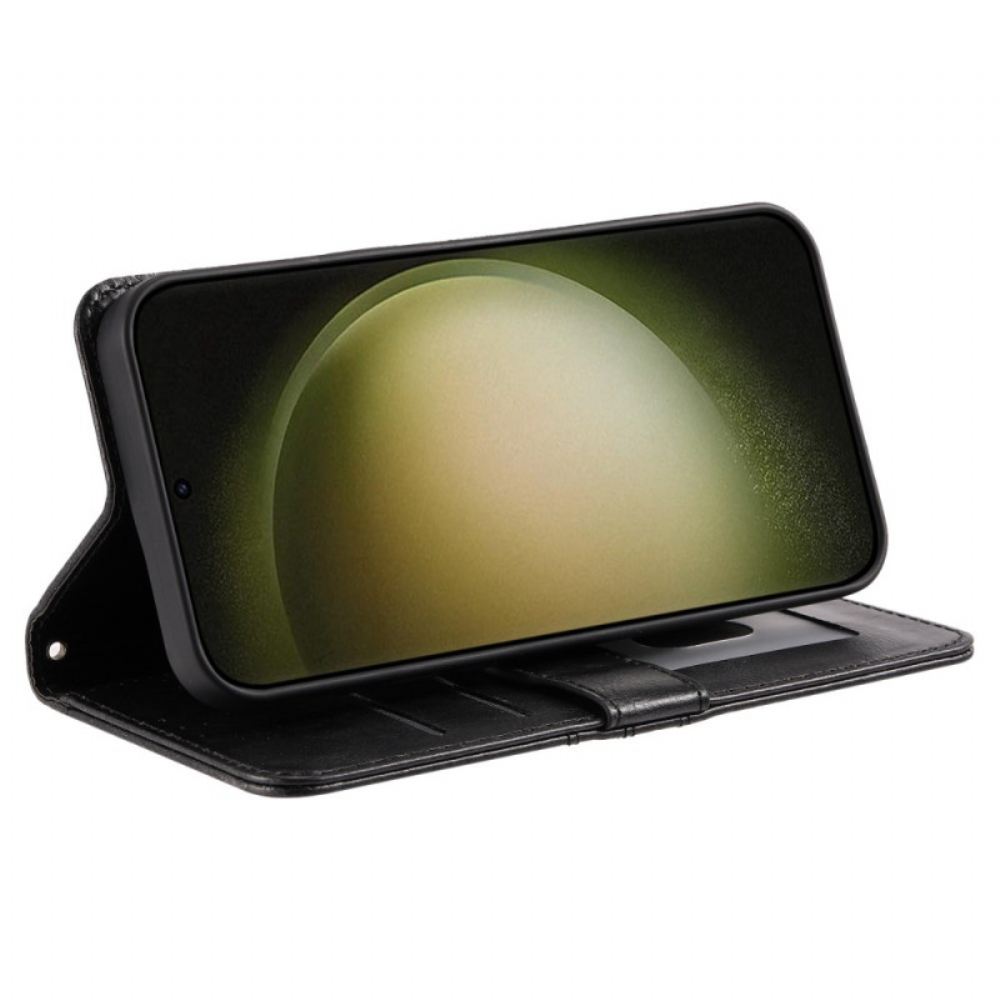 Kožený Kryt Samsung Galaxy S25 Fe Pouzdro Na Karty A Popruh