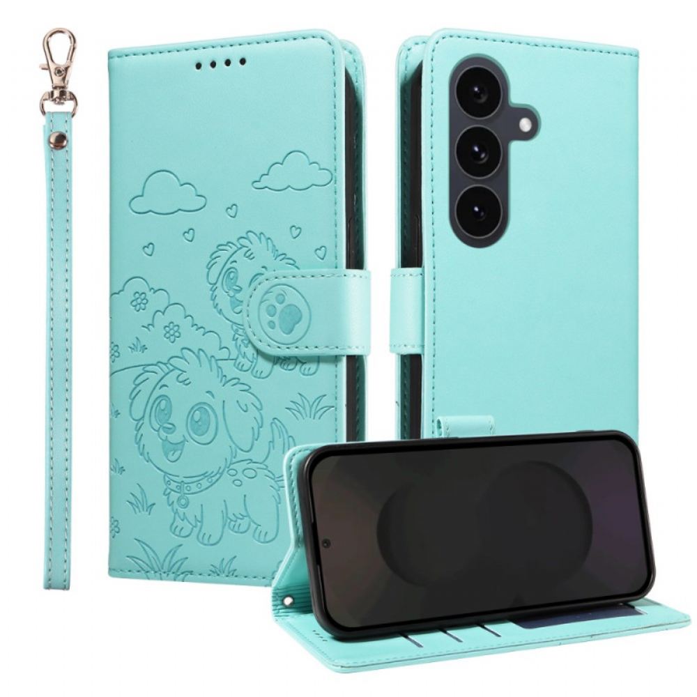 Kožený Kryt Samsung Galaxy S25 Fe Rfid Blokování A Psí Vzor