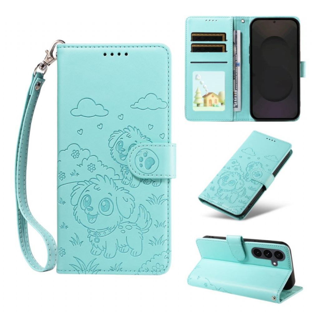 Kožený Kryt Samsung Galaxy S25 Fe Rfid Blokování A Psí Vzor