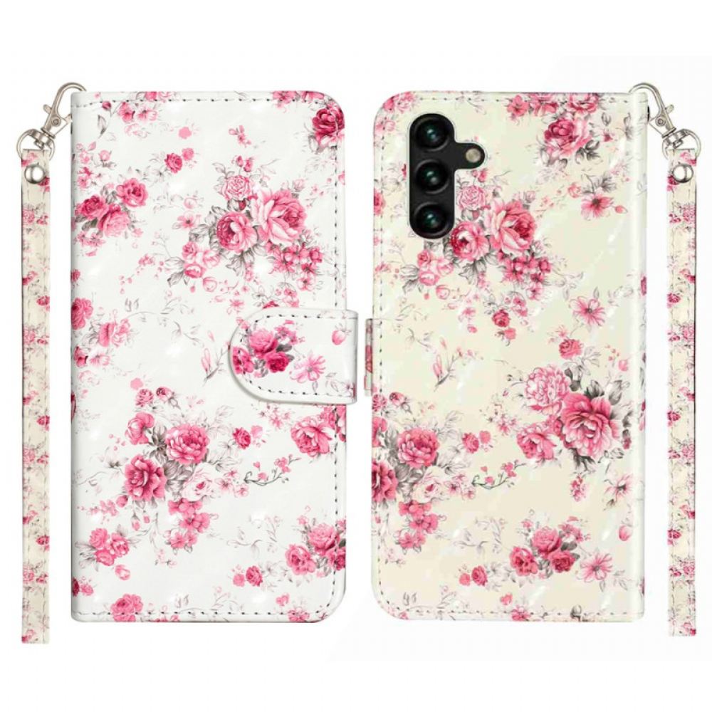Kožený Kryt Samsung Galaxy S25 Fe Růže Se Šňůrkou Na Krk