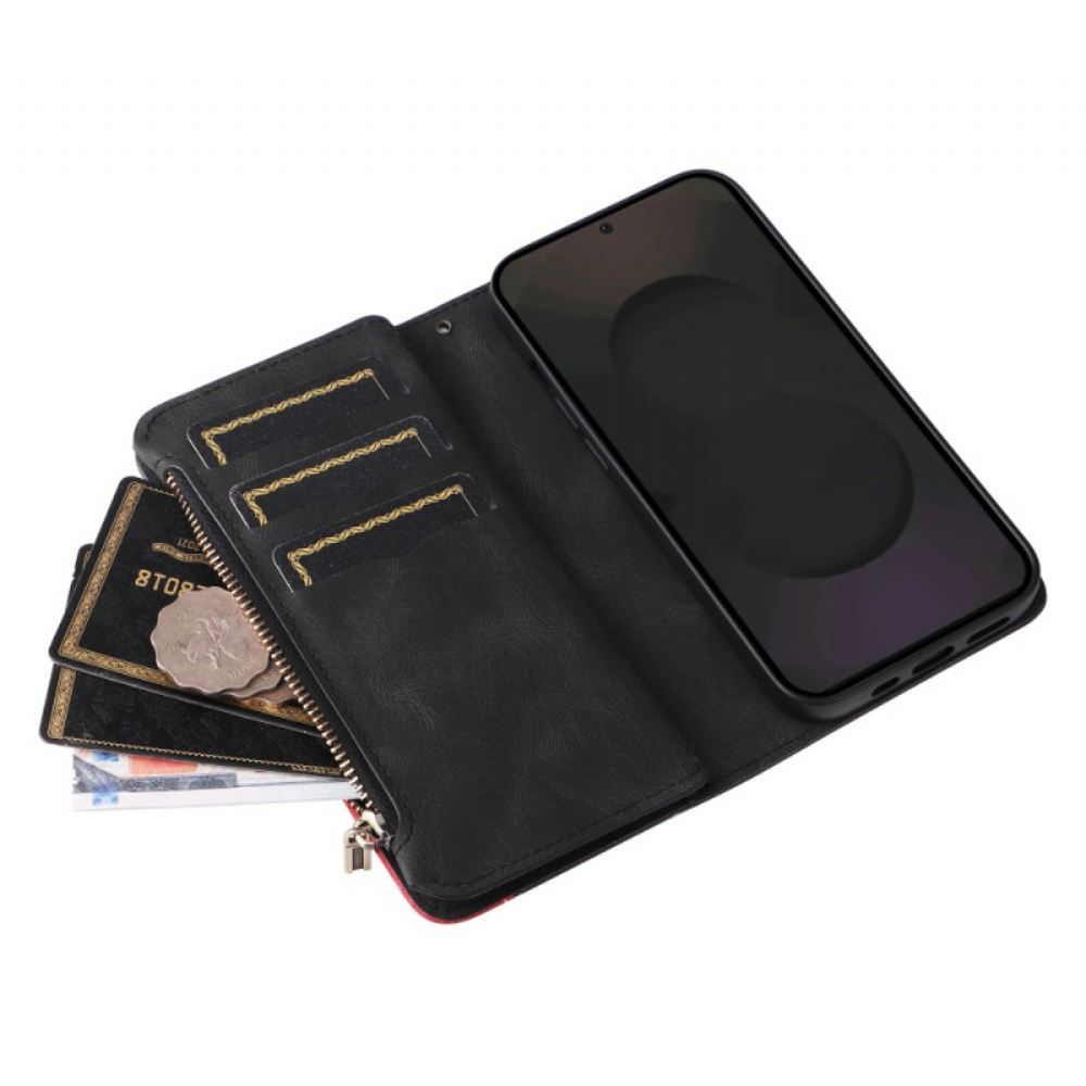 Peněženková Pouzdra Samsung Galaxy S25 Fe Kryty Na Mobil Dvoubarevný Vlnkový Vzor