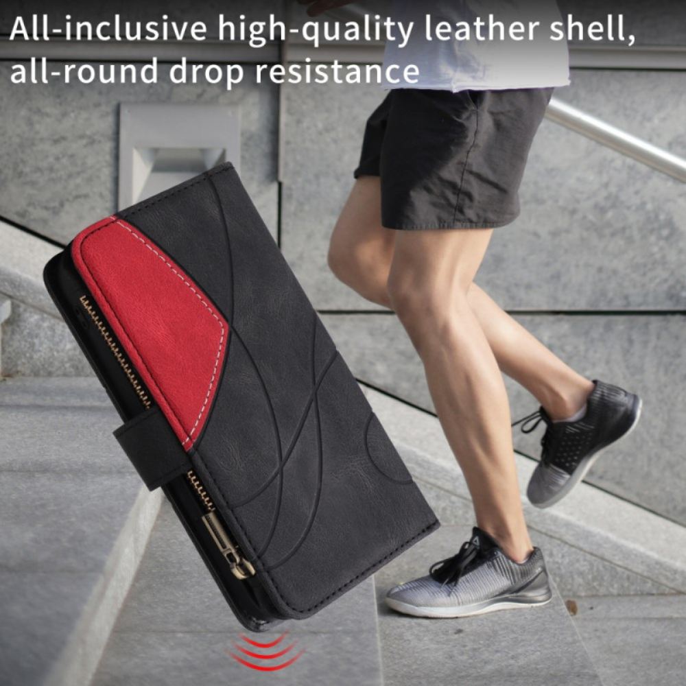 Peněženková Pouzdra Samsung Galaxy S25 Fe Kryty Na Mobil Dvoubarevný Vlnkový Vzor