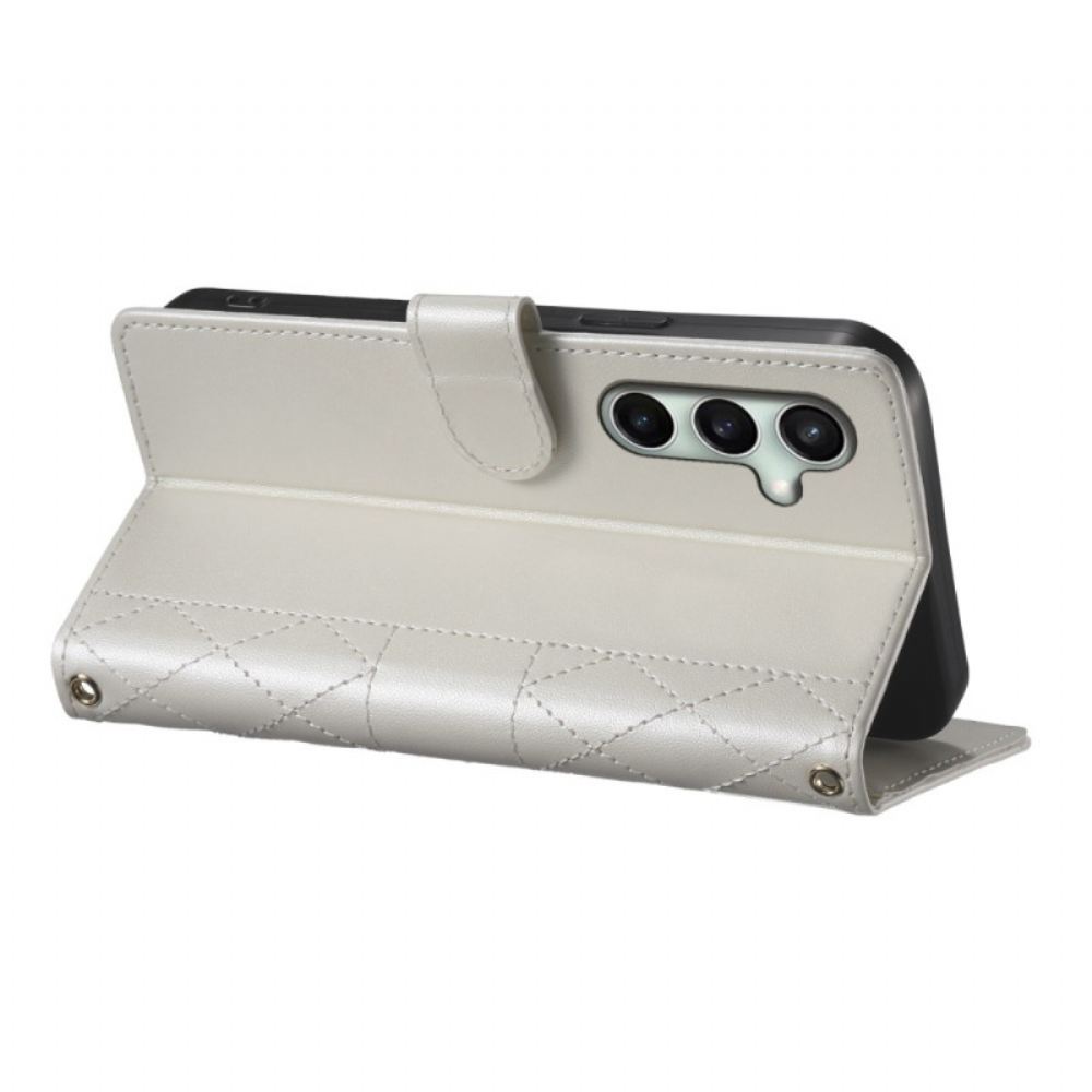 Peněženková Pouzdra Samsung Galaxy S25 Fe Kryty Na Mobil Prošívaná Peněženka S Popruhy