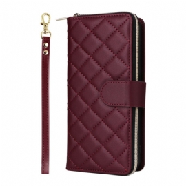 Peněženková Pouzdra Samsung Galaxy S25 Fe Prošívaná S Řemínkem A Ramenním Popruhem