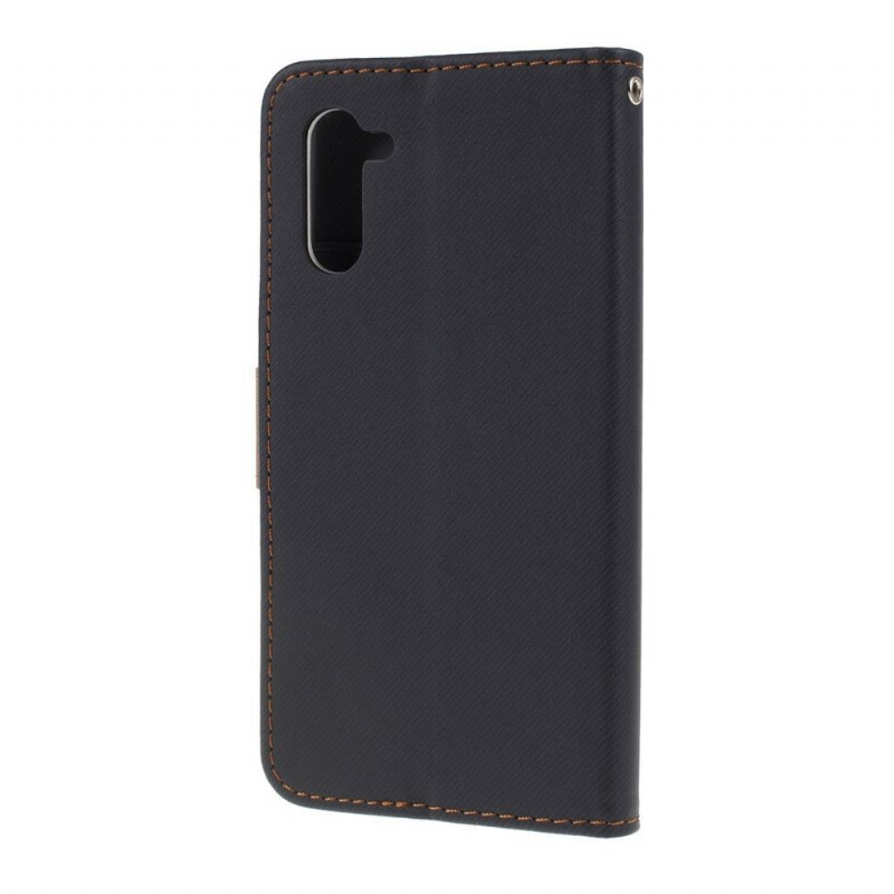 Flipové Pouzdro Na Samsung Galaxy Note 10 Dvoubarevná Látka