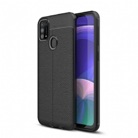 Kryt Na Samsung Galaxy M31 Dvojitá Linie Litchi Kožený Efekt