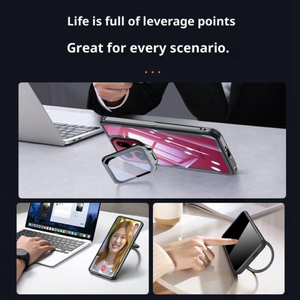 Kryt Na Oppo Find X9 5g Průhledné S Vestavěným Stojánkem A Ochranou Fotoaparátu