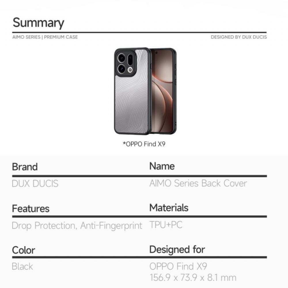 Kryt Oppo Find X9 5g Řada Aimo Dux Ducis