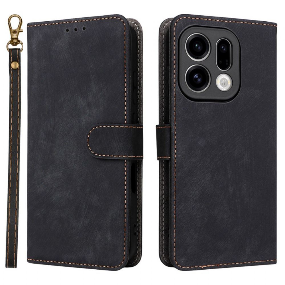 Peněženková Pouzdra Oppo Find X9 5g Kryty Na Mobil Semišový Efekt S Páskem