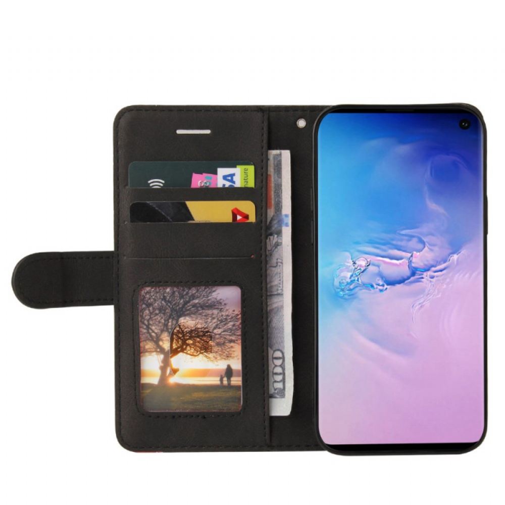 Flipové Pouzdro Na Samsung Galaxy S10 Dvoubarevná Charakteristická Umělá Kůže