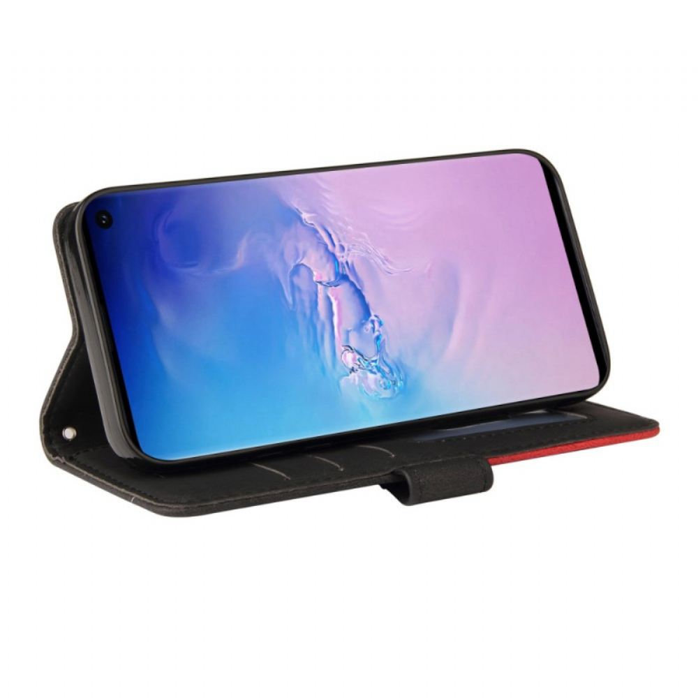 Flipové Pouzdro Na Samsung Galaxy S10 Dvoubarevná Charakteristická Umělá Kůže