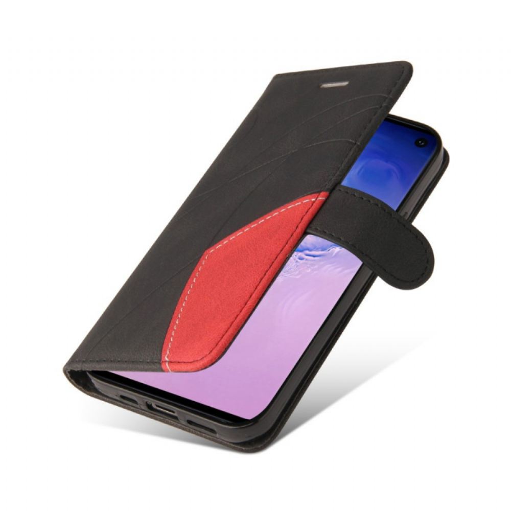 Flipové Pouzdro Na Samsung Galaxy S10 Dvoubarevná Charakteristická Umělá Kůže