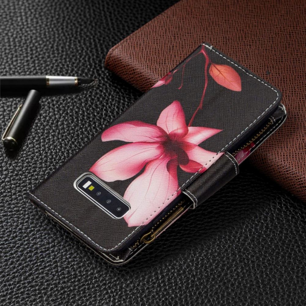 Flipové Pouzdro Na Samsung Galaxy S10 Květinová Kapsa Na Zip