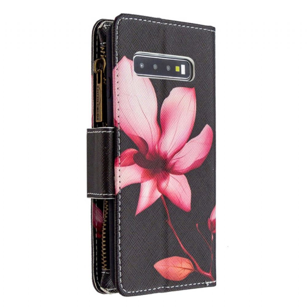 Flipové Pouzdro Na Samsung Galaxy S10 Květinová Kapsa Na Zip