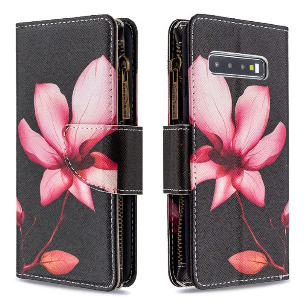 Flipové Pouzdro Na Samsung Galaxy S10 Květinová Kapsa Na Zip