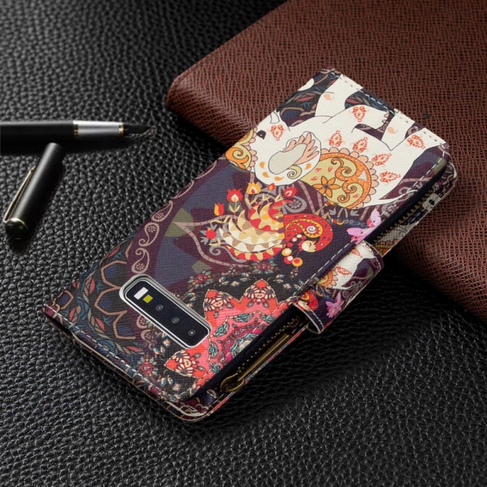 Flipové Pouzdro Na Samsung Galaxy S10 Sloní Kapsa Na Zip
