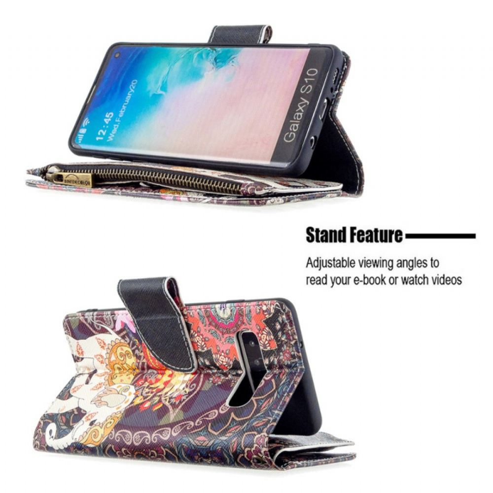 Flipové Pouzdro Na Samsung Galaxy S10 Sloní Kapsa Na Zip