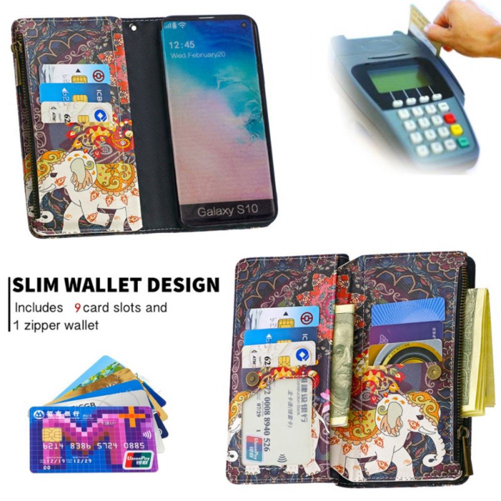 Flipové Pouzdro Na Samsung Galaxy S10 Sloní Kapsa Na Zip