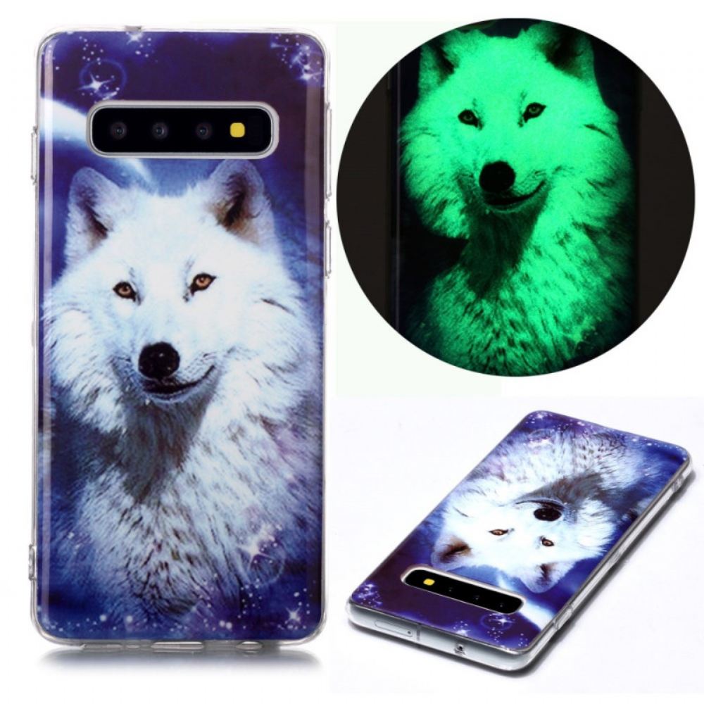 Kryt Na Samsung Galaxy S10 Fluorescenční Bílý Vlk