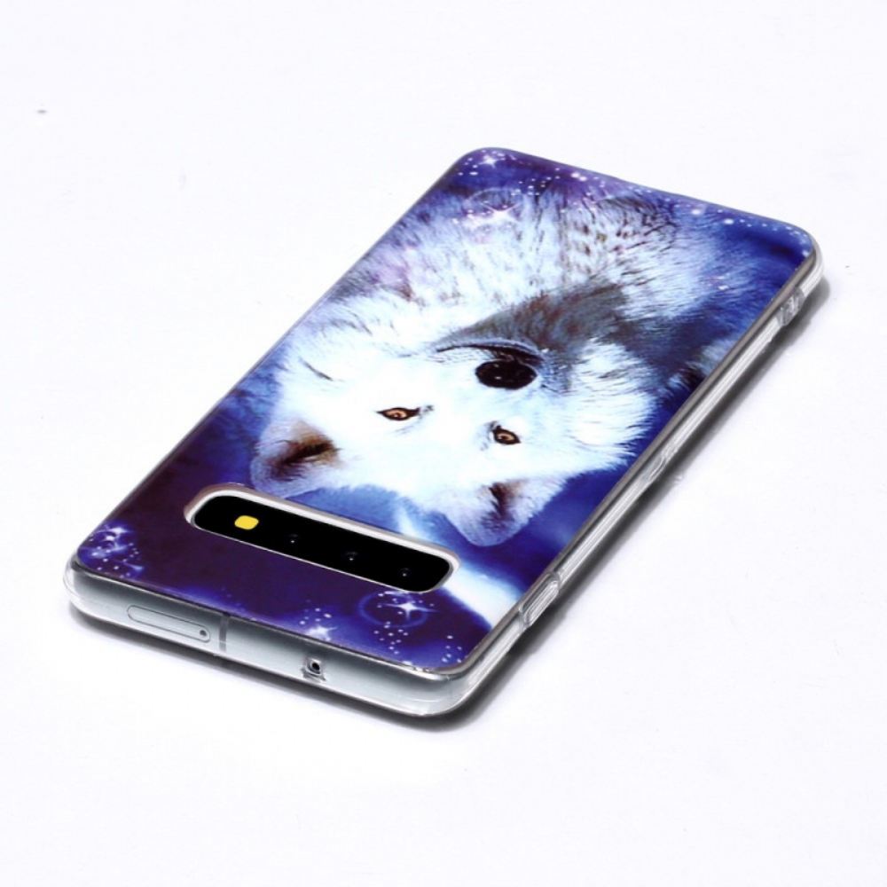 Kryt Na Samsung Galaxy S10 Fluorescenční Bílý Vlk