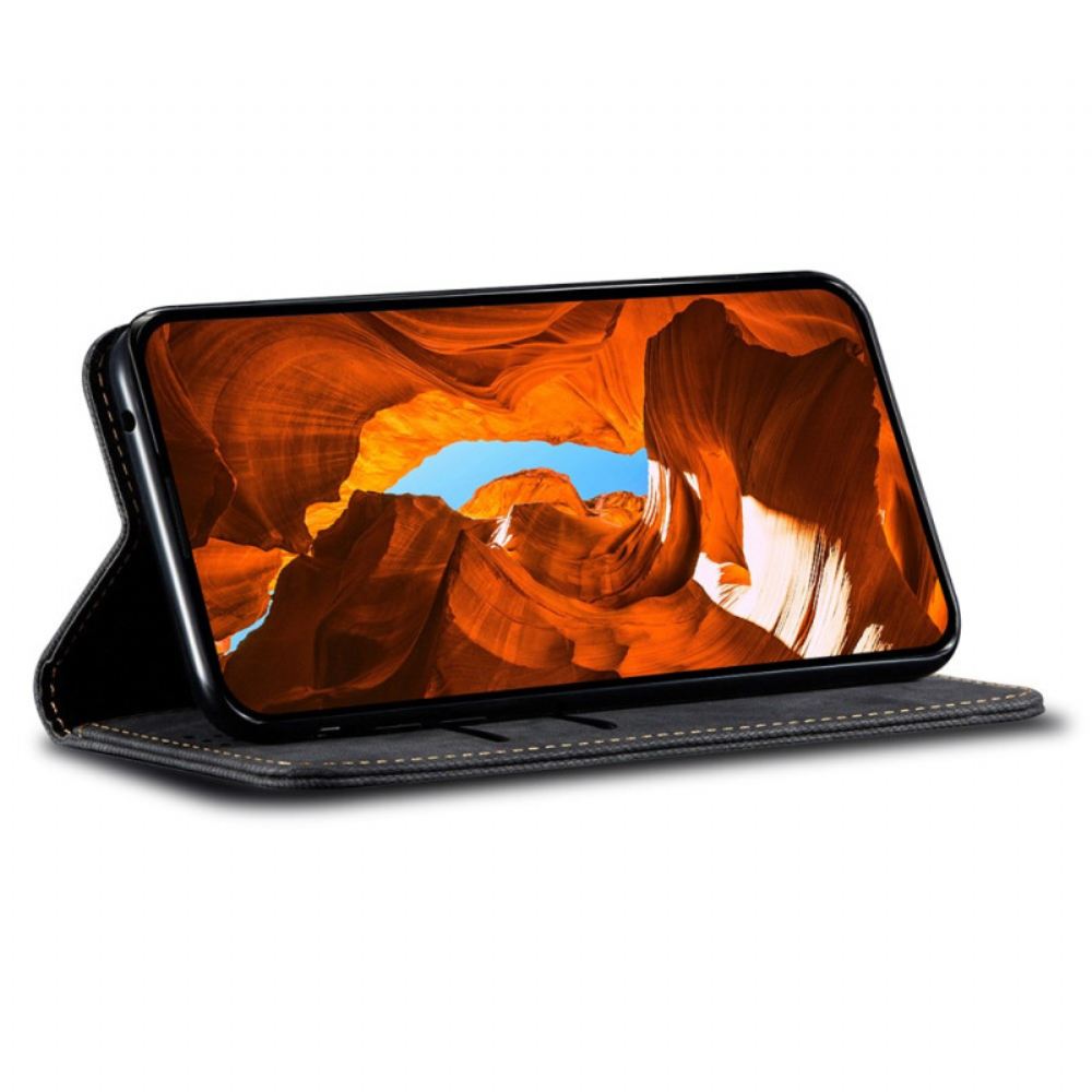 Kožené Pouzdro Folio Vivo X200 Fe Džínová Látka