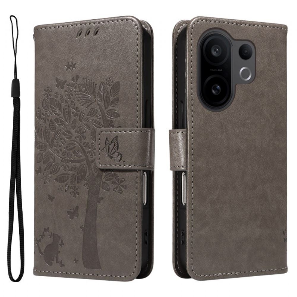 Kožený Kryt Vivo X200 Fe Kočka A Strom