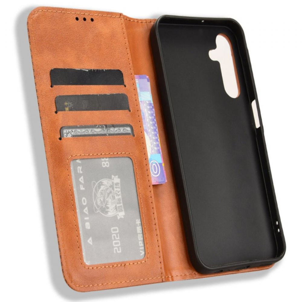 Kožené Pouzdro Folio Na Samsung Galaxy A15 5g Retro